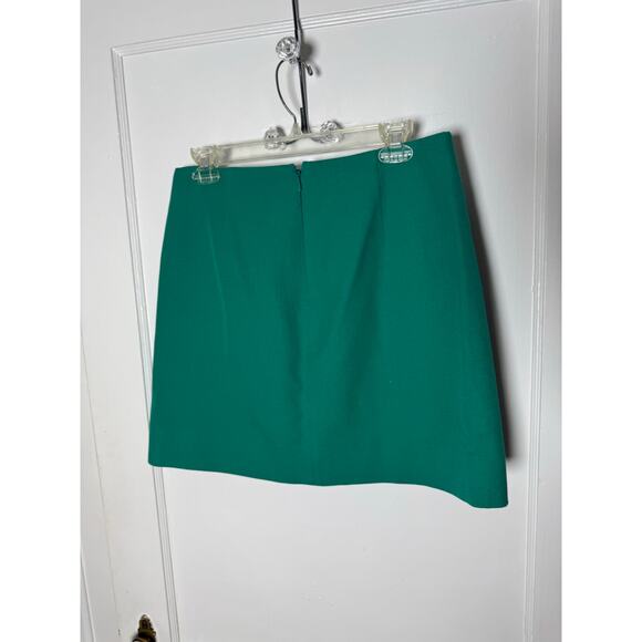 J. Crew Women's Green Wool Blend Short Scalloped Mini Skirt Prep Size 8 - Picture 3 of 8